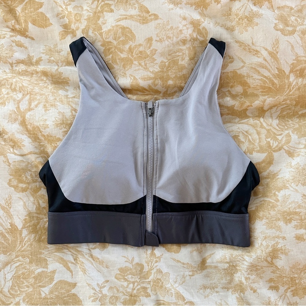FABLETICS High Impact On the Go No-Bounce Sports Bra Zip Long Line Black Grey S - Picture 6 of 9